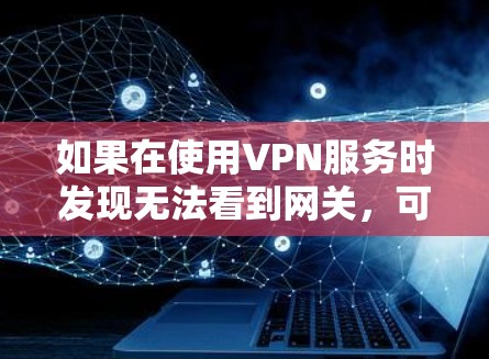 如果在使用VPN服务时发现无法看到网关,可能是因为网络管理工具(NAT)设置或路由器配置存在问题。以下是一些可能的原因和解决方法 如果在使用VPN服务时发现无法看到网关,可能是因为网络管理工具(NAT)设置或路由器配置存在问题。以下是一些可能的原因和解决方法