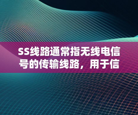 SS线路通常指无线电信号的传输线路,用于信号服务,如Wi-Fi。分析SS线路的速度可以从以下几个方面入手 SS线路通常指无线电信号的传输线路,用于信号服务,如Wi-Fi。分析SS线路的速度可以从以下几个方面入手